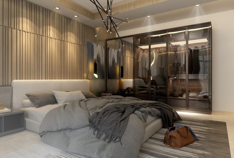 تصميم غرفة نوم مزدوجة مودرن في منطقة حي العدل