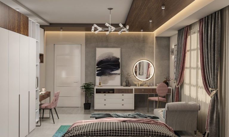 تصميم غرفة نوم مزدوجة مودرن في منطقة المنصور